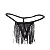 Men Underwear Sexy Lingerie G-String T-Back Panties Perspective Underwear Long Tassels Briefs Low Waist Bulge Pouch Lace Thongs